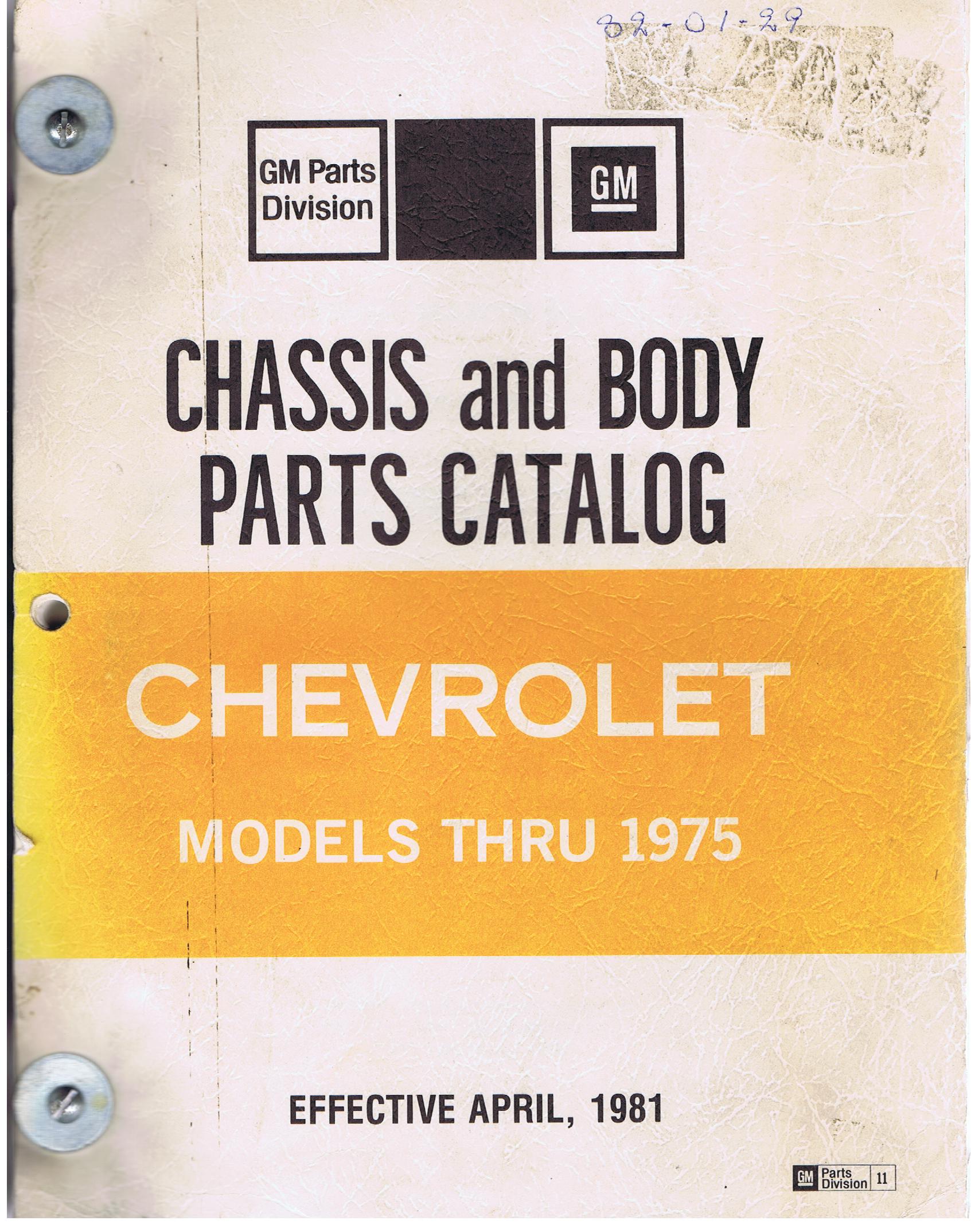 1975 Chevrolet Chassis and Body Parts Catalog 1962-1975