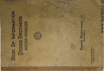 1920 Dodge Book of Information