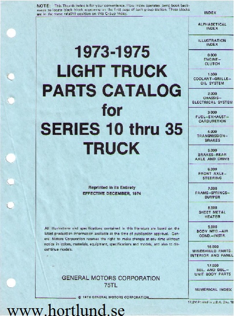 1975 Chevrolet & GMC Light Duty Truck Parts Catalog Series 10 - 35 och Blazer - 2