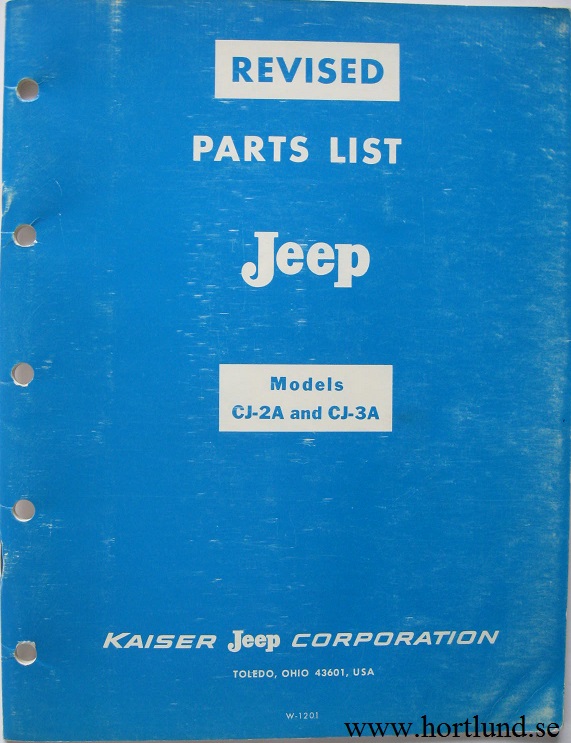 1945 - 1953 Jeep CJ-2A and CJ-3A Parts List