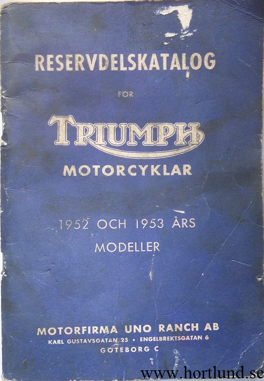 1952 och 1953 Triumph Reservdelskatalog