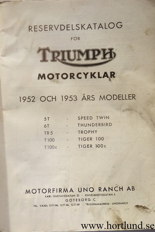 1952 och 1953 Triumph Reservdelskatalog - 2