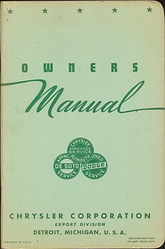 1950 Chrysler Plymouth De Soto Dodge Owners Manual