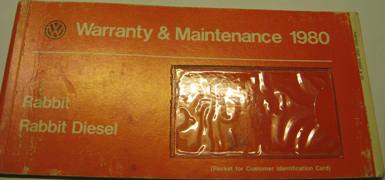 1980 Volkswagen VW Golf Rabbit Warranty & Maintenance