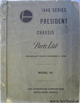 1940 Studebaker President Chassis Parts List
