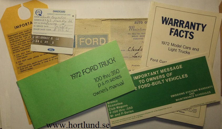 1972 Ford Truck 100-350 Owner's Manual