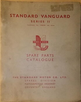1954-56 Standard Vanguard Series II Spare Parts Catalogue