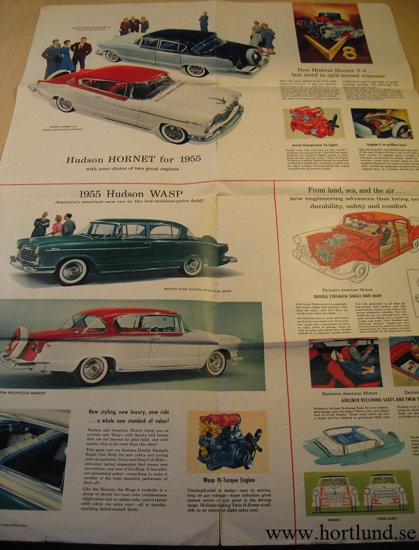1955 Hudson Hornet och Wasp broschyr - 2