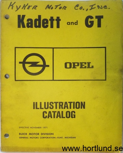 1964-1972 Opel Kadett and GT Illustration Catalog, Nov. -71