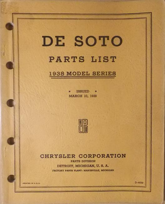 1938 De Soto Parts List