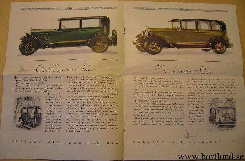 1928 Oakland All-American Six broschyr - 2