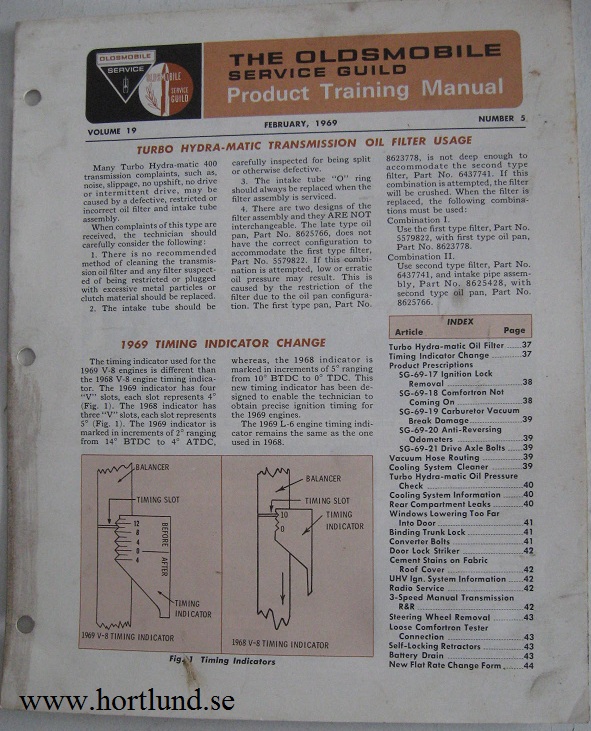 1969 Oldsmobile Service Guild Training Manual February 