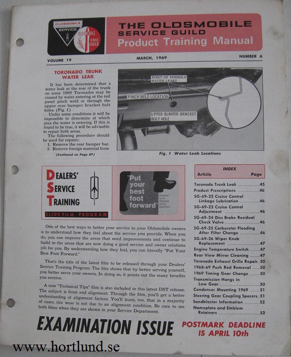 1969 Oldsmobile Service Guild Training Manual March