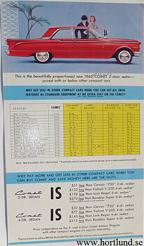 1960 Mercury Comet broschyr mailer