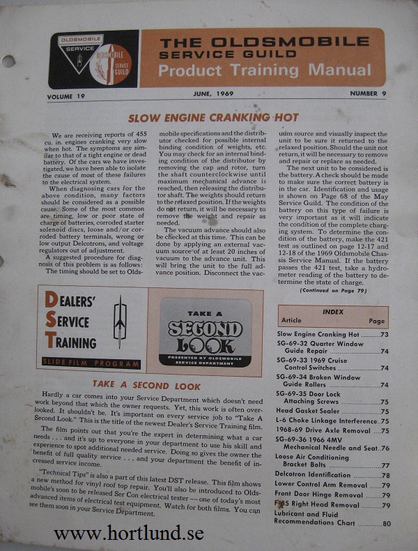 1969 Oldsmobile Service Guild Training Manual June