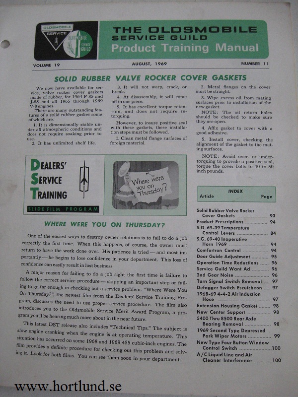 1969 Oldsmobile Service Guild Training Manual August