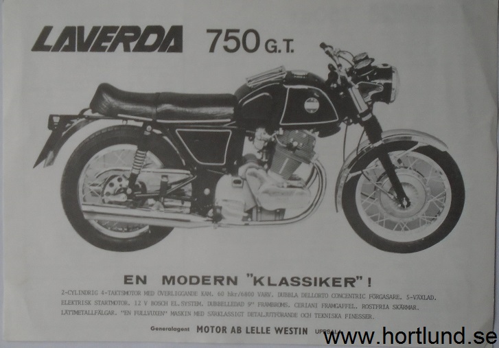 1969 Laverda 750 GT broschyr svensk