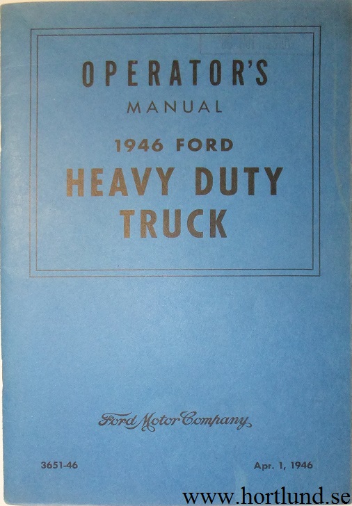 1946 Ford Heavy Duty Truck Operator's Manual