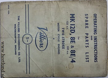 1954 Villiers Operating Instructions and Spare Parts List