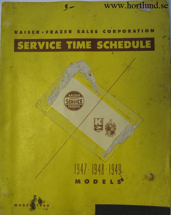 1947 - 1949 Kaiser Frazer Service Time Schedule