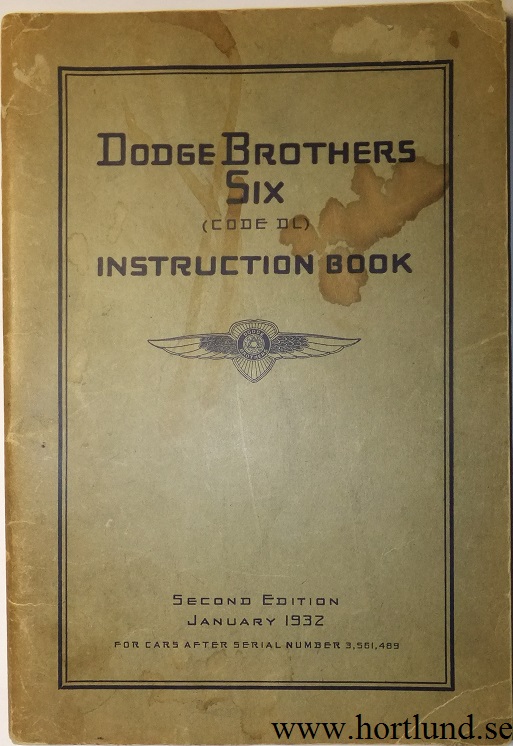 1932 Dodge Six Instruction Book