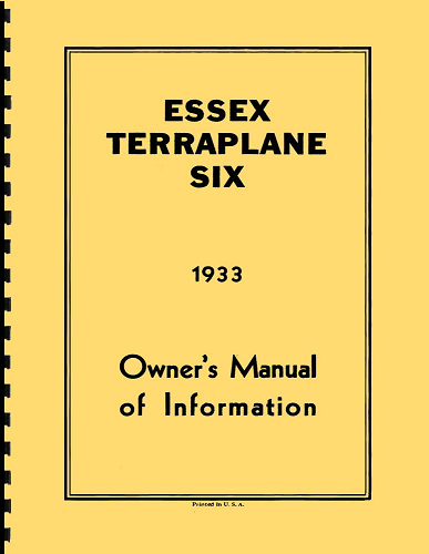 1933 Essex Terraplane Six Owners Manual