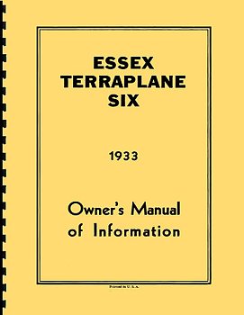 1933 Essex Terraplane Six Owners Manual
