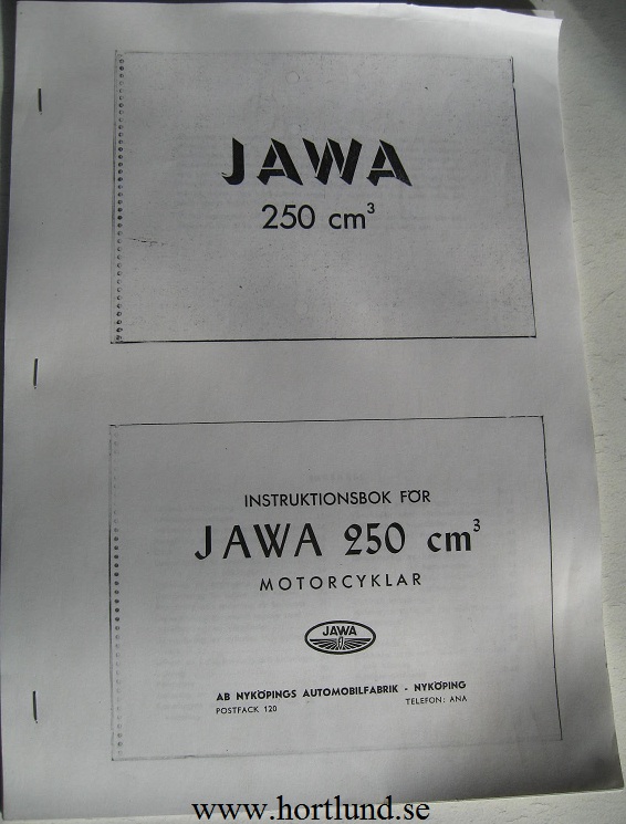 Jawa 250 typ 11 Instruktionsbok svensk