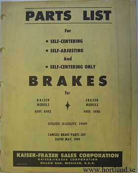 1949 Kaiser Frazer Parts List for brakes