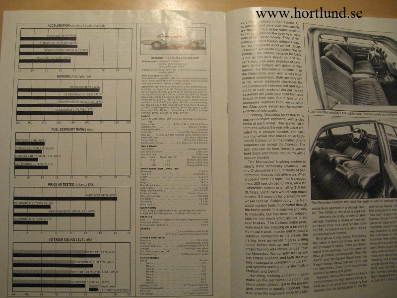 1973 Oldsmobile Cutlass Salon vs. Mercedes-Benz 450SE Test - 3