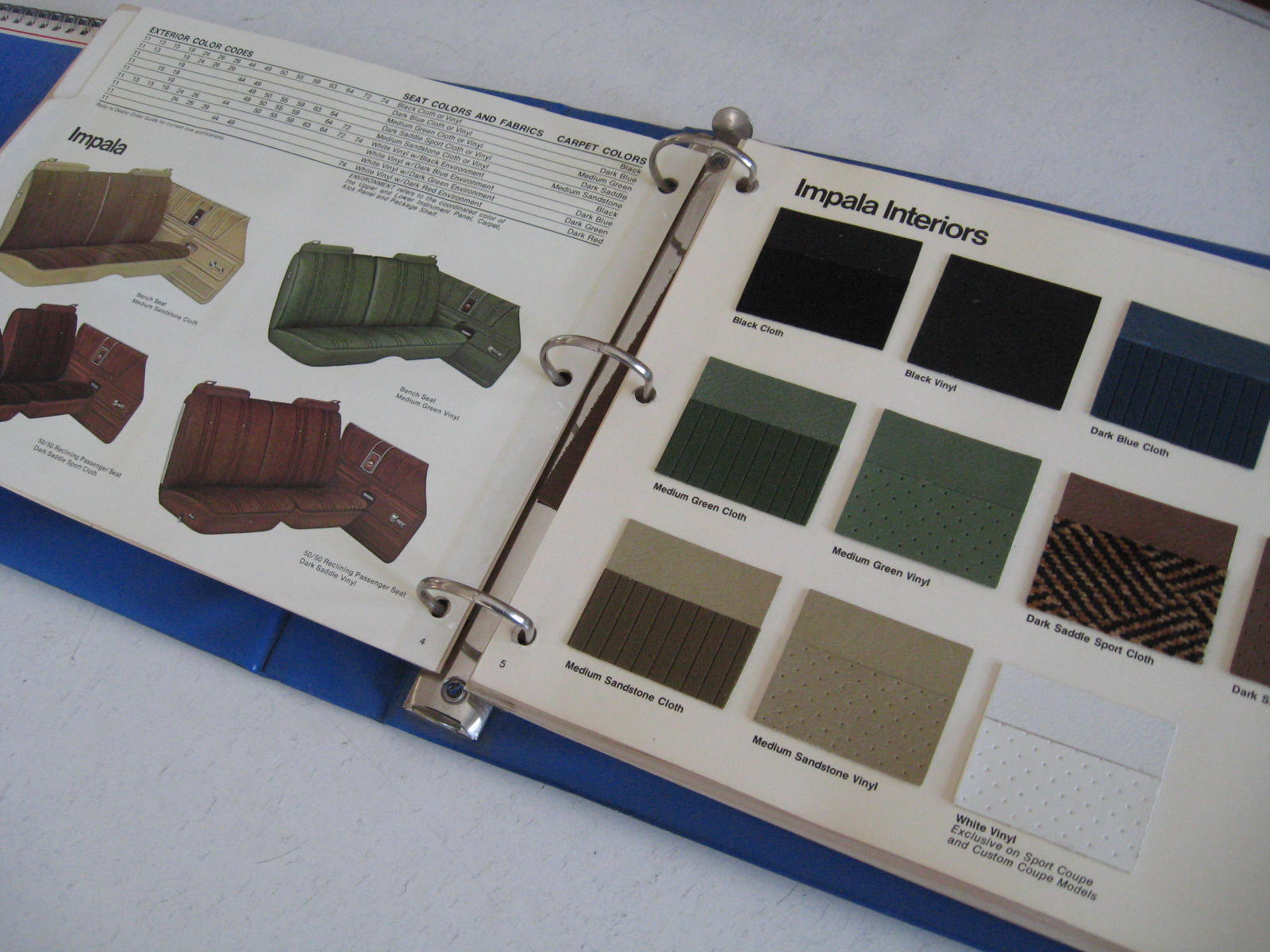1975 Chevrolet Dealer Album Passanger Car Color & Fabric Selector alla modeller - 4