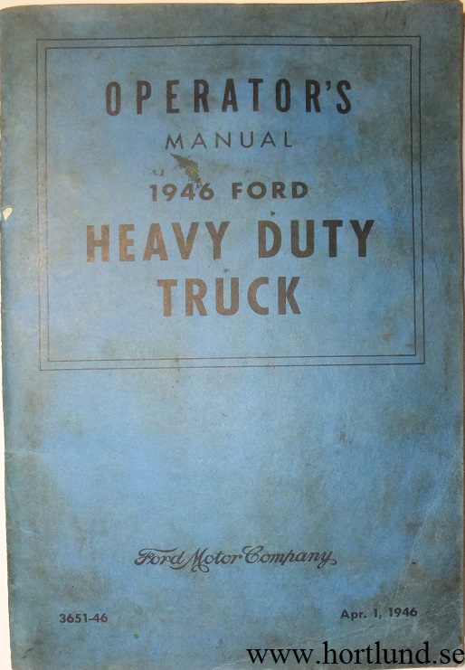 1946 Ford Heavy Duty Truck Operator's Manual original