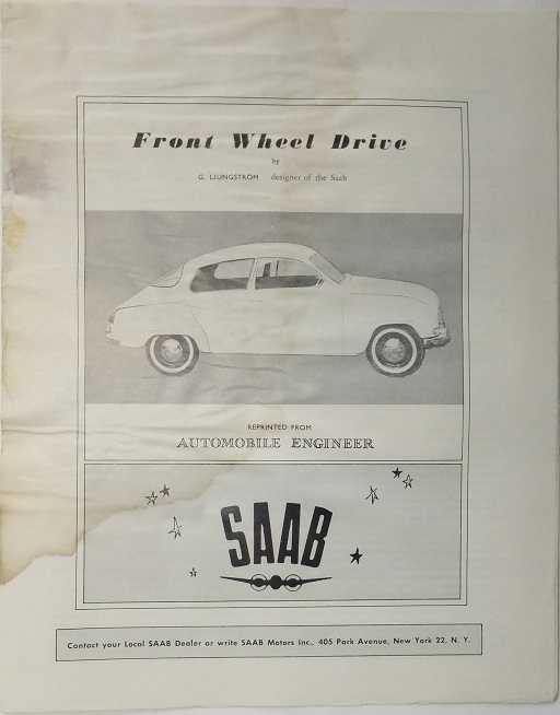 1960 SAAB 96 o 95 broschyr Front Wheel Drive