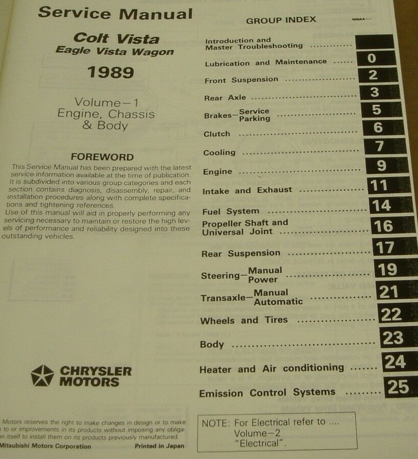 1989 Colt Vista Service Manual - 2