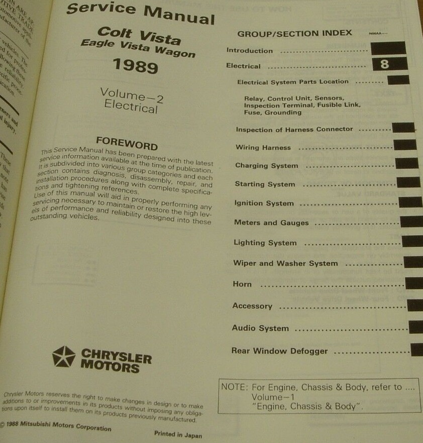 1989 Colt Vista Service Manual - 3
