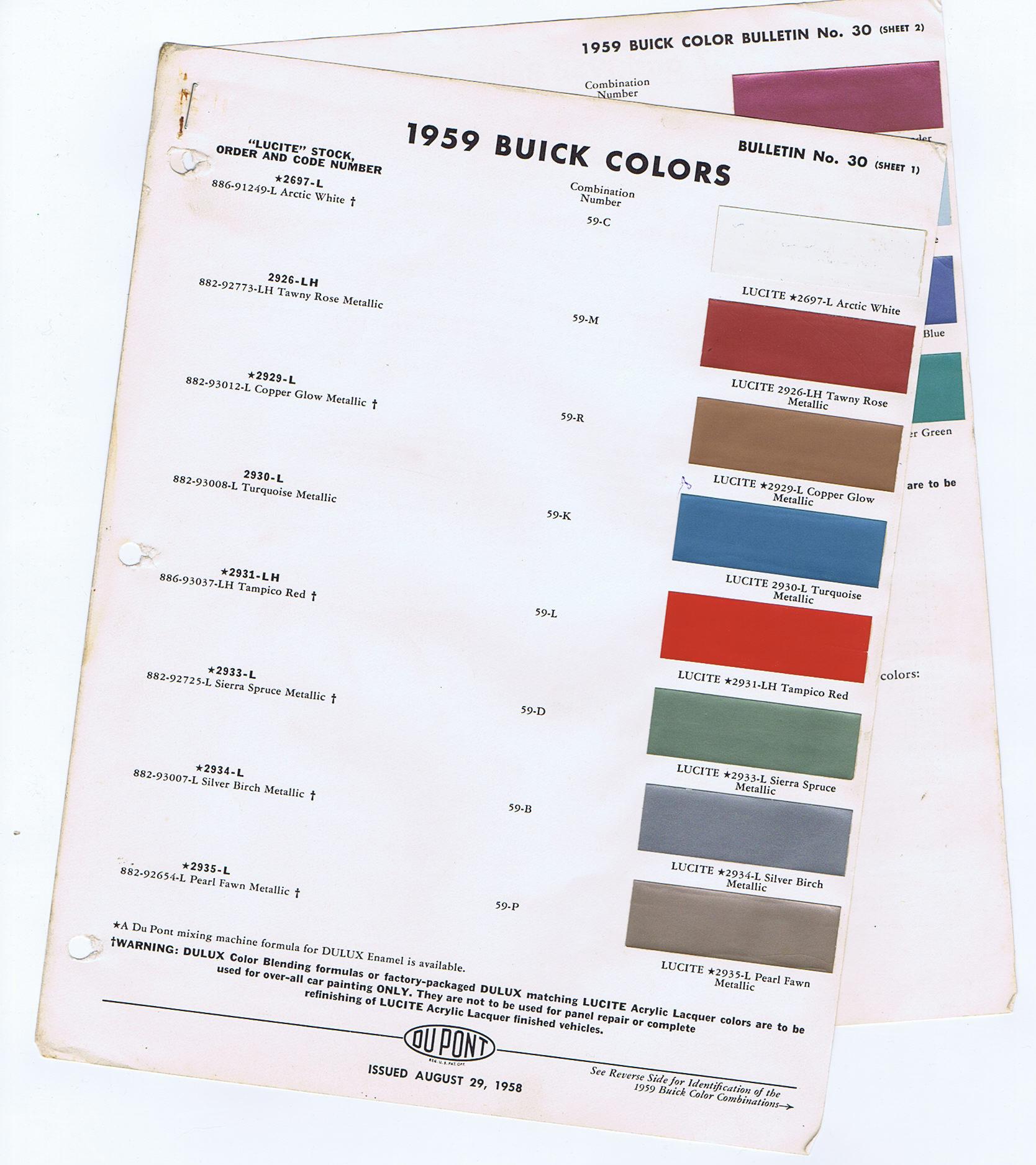 1959 Buick Colors Du Pont Lackprover