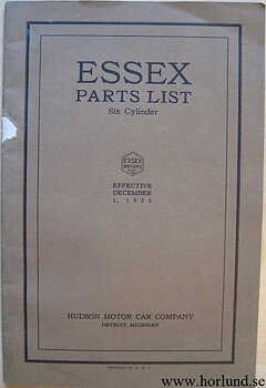 1923 Essex Parts List Six Cylinder