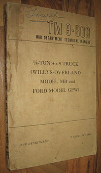 1940 - 1945 Jeep MB and Ford GPW Manual original