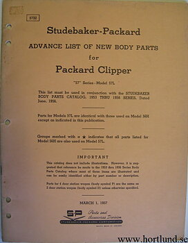 1957 Packard Clipper Body Parts List