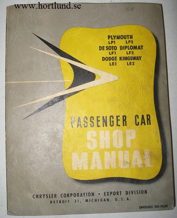 1958 Plymouth De Soto Diplomat Dodge Kingsway Shop Manual