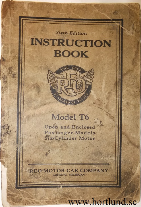 1924-26 REO T6 Instruction Book Series E and G