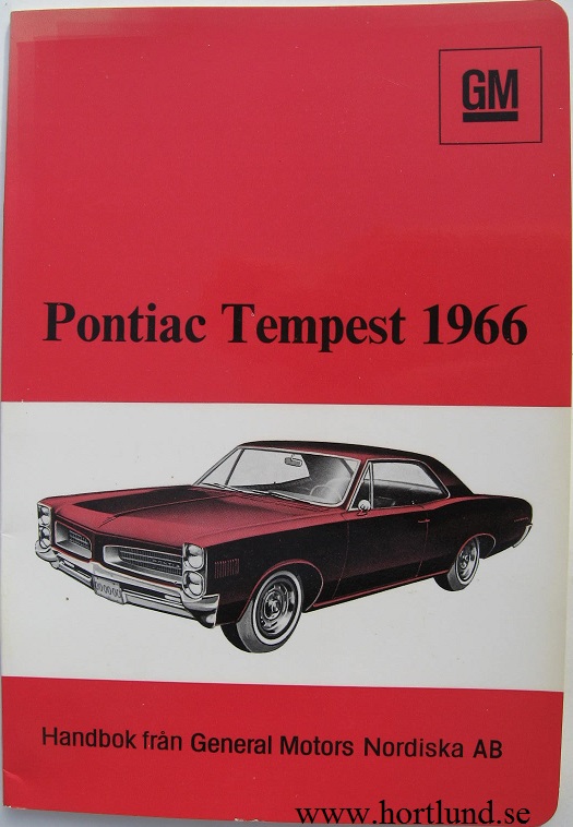 1966 Pontiac Tempest Le Mans GTO svensk instruktionsbok