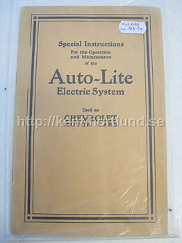 1917-24 Auto-Lite Electric System förklaringar till modell 490, D och F