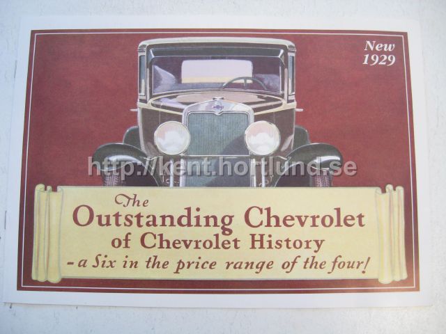 1929 Chevrolet Försäljningsbroschyr The Outstanding Chevrolet