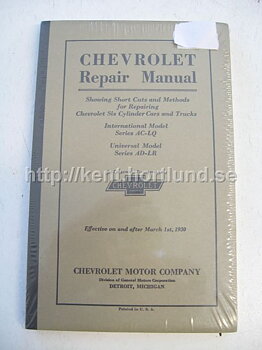 1930 Chevrolet Repair Manual Six Cylinder Cars and Trucks Series AC-LQ and AD-LR