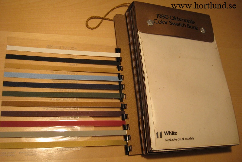 1980 Oldsmobile Color Swatch Book alla modeller