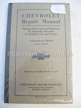 1931 Chevrolet Repair Manual Six Cylinder Cars and Trucks Series AE-LT