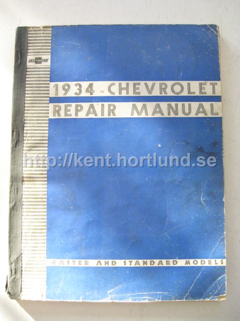 1934 Chevrolet Repair Manual Master And Standard Models