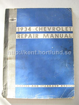1934 Chevrolet Repair Manual Master And Standard Models