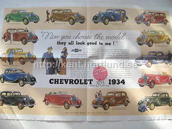 1934 Chevrolet Försäljningsbroschyr 1934 line Cars Folder